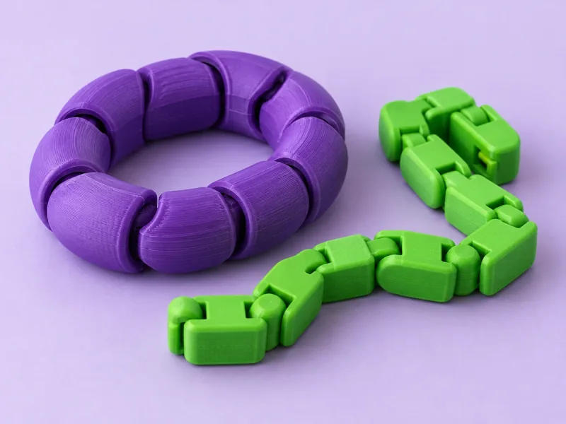 Referência ilustrativa de brinquedos sensoriais articulados em impressão 3D